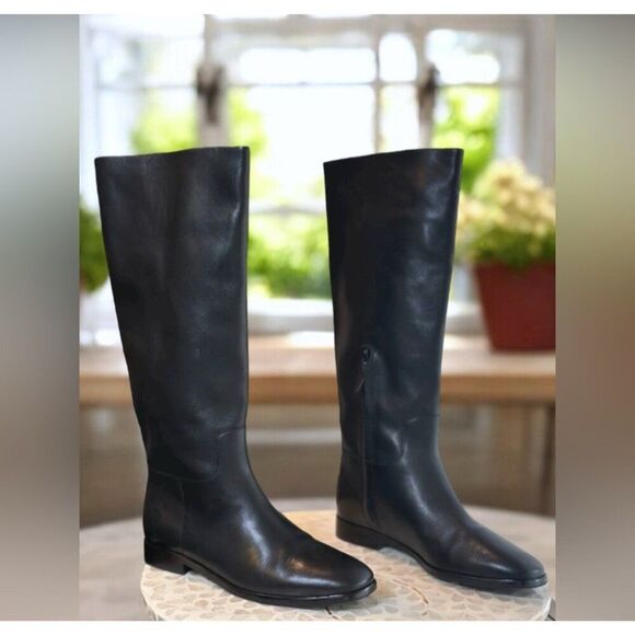 Vince $595 Margaret Black Leather Riding Boots Women’s 7.5 / 38 Knee High Equest - Picture 2 of 9